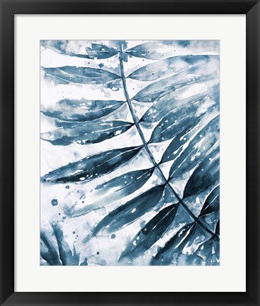 Framed Blue Jungle Leaf II Print