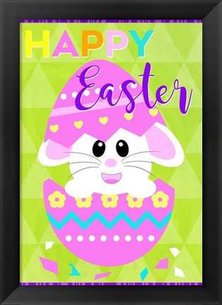 Framed Happy Easter Bunny in Egg Print