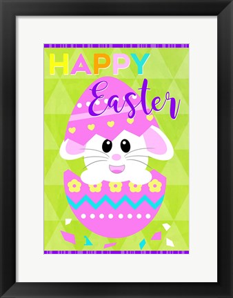 Framed Happy Easter Bunny in Egg Print