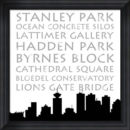 Framed Vancouver Skyline Square Print