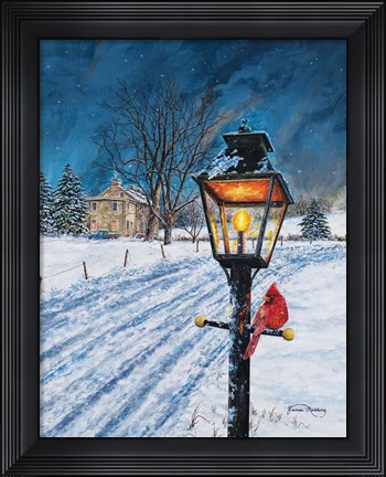Framed Winterberry Lamppost Print