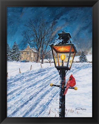 Framed Winterberry Lamppost Print