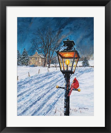 Framed Winterberry Lamppost Print