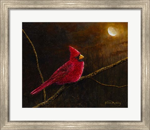 Framed Cardinal In The Moonlight Print