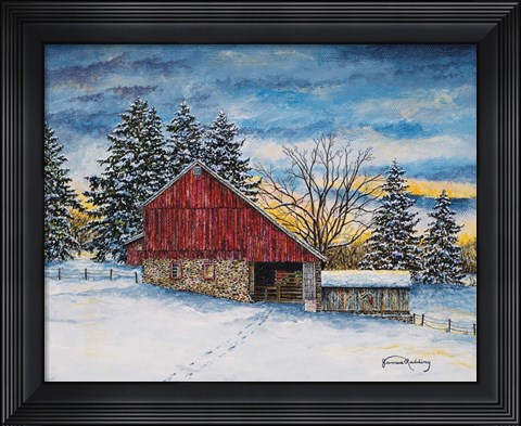 Framed Stovers Mill Barn Print