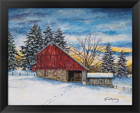 Framed Stovers Mill Barn Print