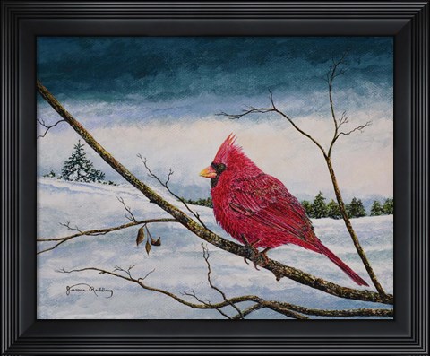 Framed Cardinal In A Pastel Sky Print