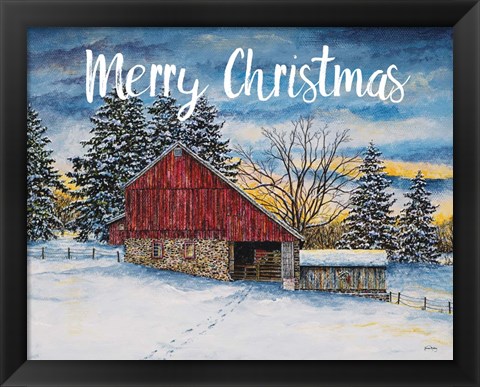 Framed Merry Christmas Barn Print