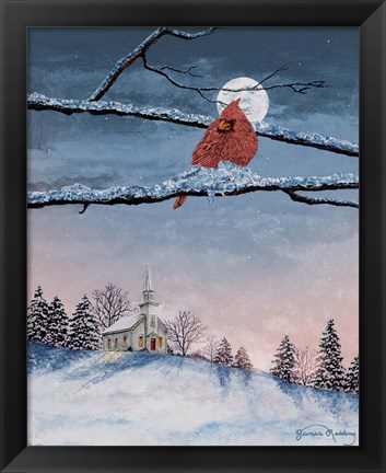 Framed Winter Church Nights Print