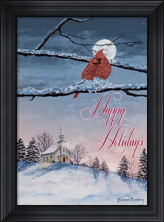 Framed Happy Holiday Cardinal Print