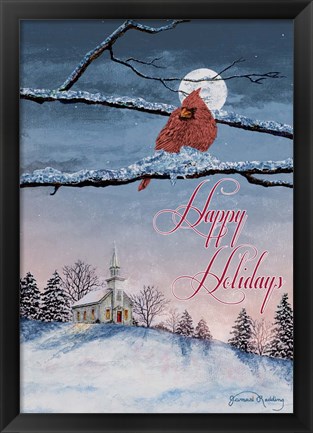 Framed Happy Holiday Cardinal Print