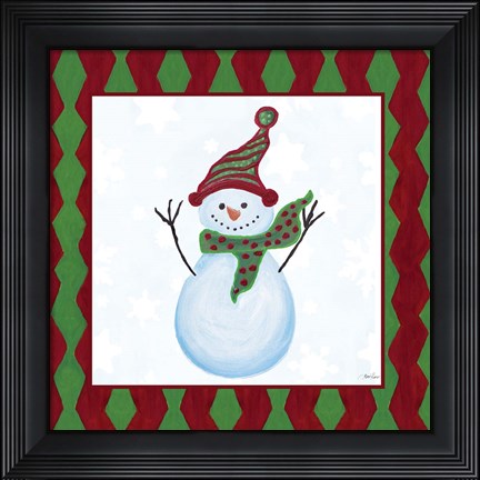 Framed Snowman Zig Zag Square I Print
