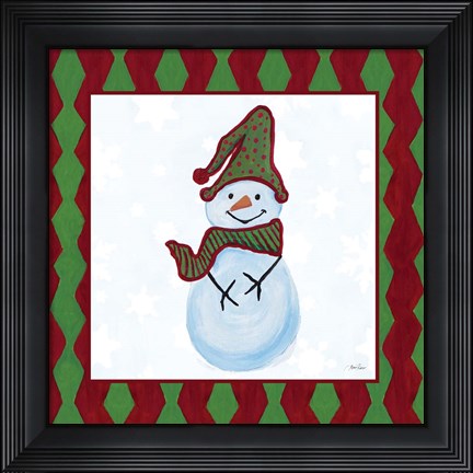 Framed Snowman Zig Zag Square III Print