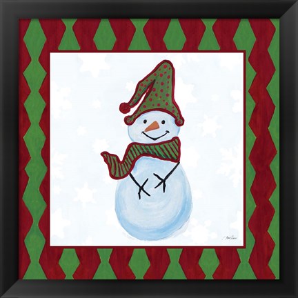 Framed Snowman Zig Zag Square III Print