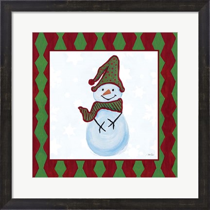 Framed Snowman Zig Zag Square III Print