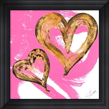 Framed Pink &amp; Gold Heart Strokes II Print
