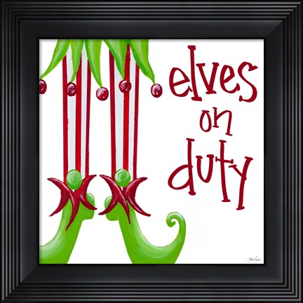 Framed Elves on Duty Square Print