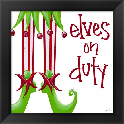 Framed Elves on Duty Square Print