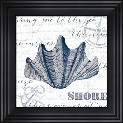 Framed Indigo Shell I Print