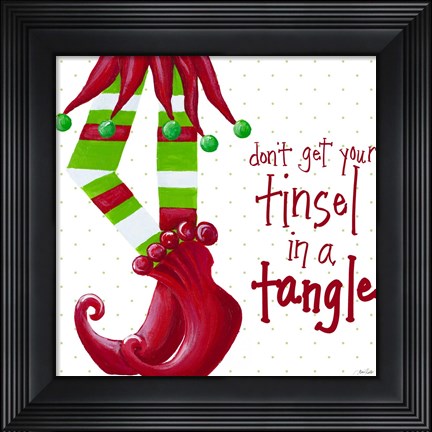 Framed Tinsel In A Tangle on Dots Print