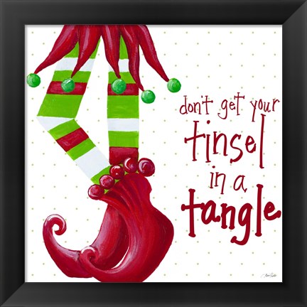 Framed Tinsel In A Tangle on Dots Print