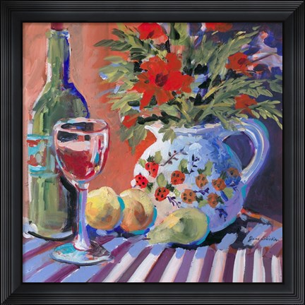 Framed Red Wine and Table Print