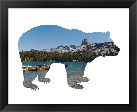 Framed Lake Scenery Bear Print