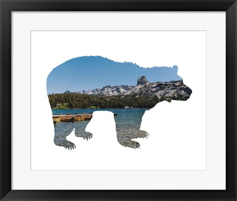 Framed Lake Scenery Bear Print