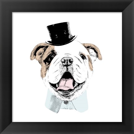 Framed Top Hat Dog Print