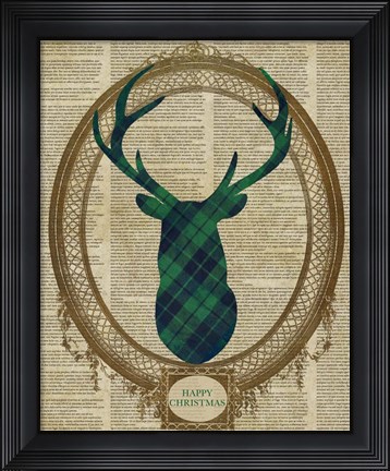 Framed Holiday Tartan Deer II Print