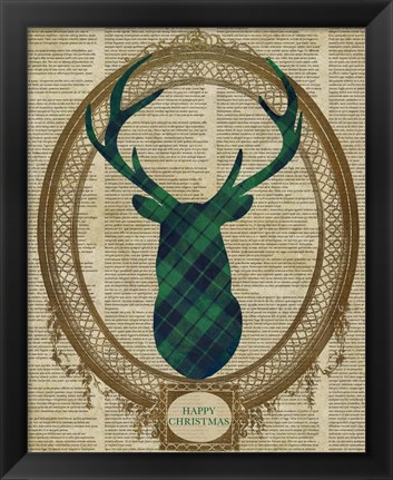 Framed Holiday Tartan Deer II Print