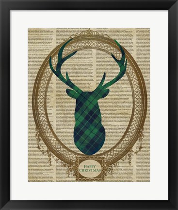 Framed Holiday Tartan Deer II Print