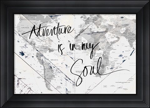 Framed Adventure Map on Wood Print