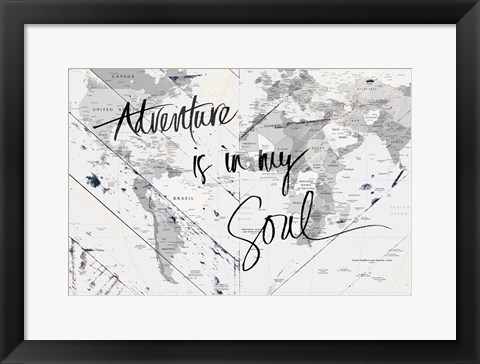 Framed Adventure Map on Wood Print