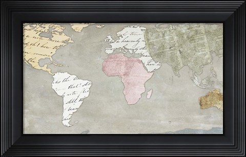 Framed World Map Collection on Beige Print