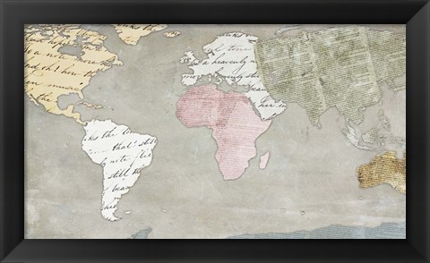 Framed World Map Collection on Beige Print