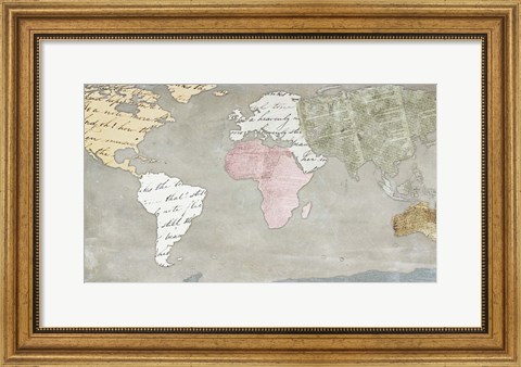 Framed World Map Collection on Beige Print