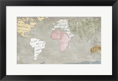 Framed World Map Collection on Beige Print