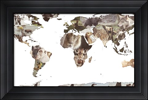 Framed World Animals Map Print