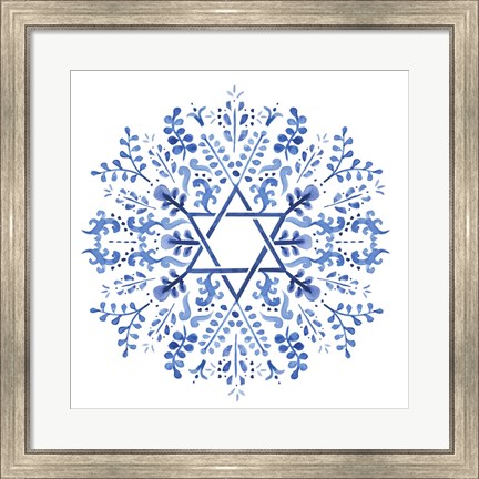 Framed Indigo Hanukkah I Print