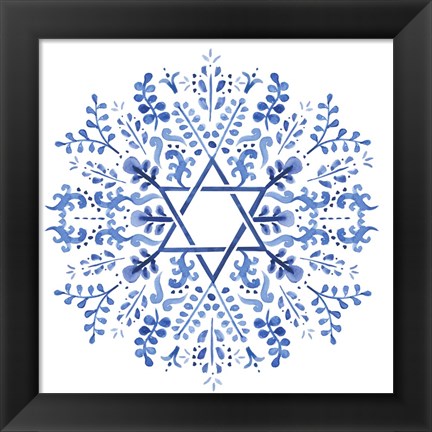 Framed Indigo Hanukkah I Print