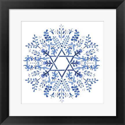 Framed Indigo Hanukkah I Print