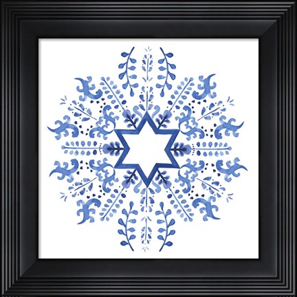Framed Indigo Hanukkah II Print