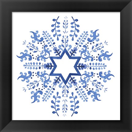 Framed Indigo Hanukkah II Print