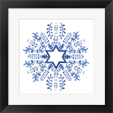 Framed Indigo Hanukkah II Print