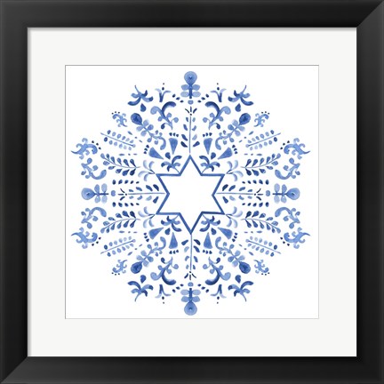 Framed Indigo Hanukkah III Print