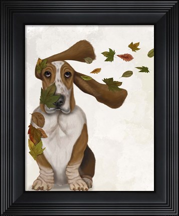 Framed Basset Hound Windswept and Interesting Print