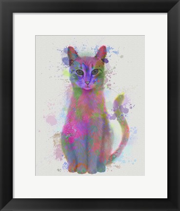 Framed Cat Rainbow Splash 4 Print