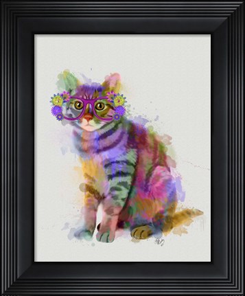 Framed Cat Rainbow Splash 7 Print