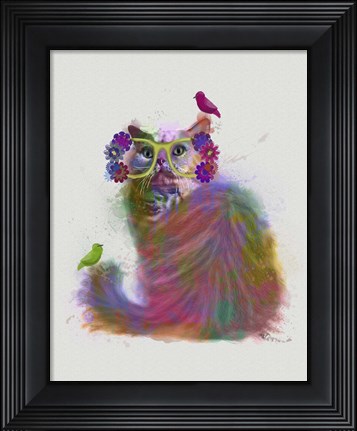 Framed Cat Rainbow Splash 9 Print